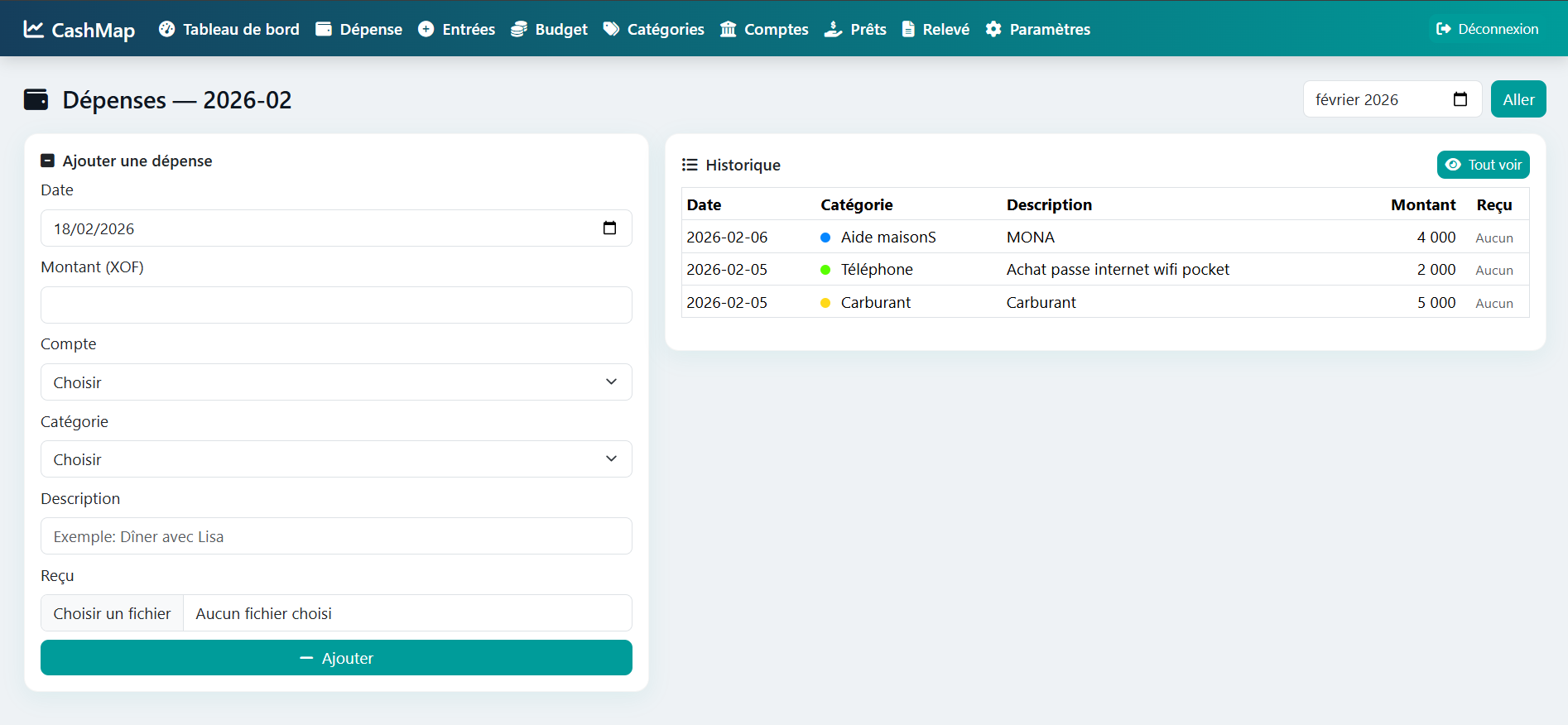 Suivez chaque dépense.